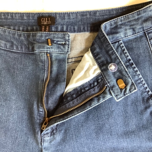 G.I.L.I Boho Retro Dual Stretch Button Flare Jeans Medium Blue Wash SZ 12 - Picture 8 of 16